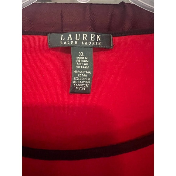 Lauren Ralph Lauren red women's shirt long sleeves cotton XL round neck - Picture 2 of 4